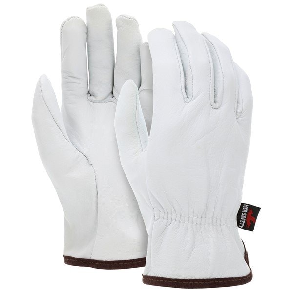 Mcr Safety Goatskin Drivers Gloves, Large, Leather, White, PR 3601L - main